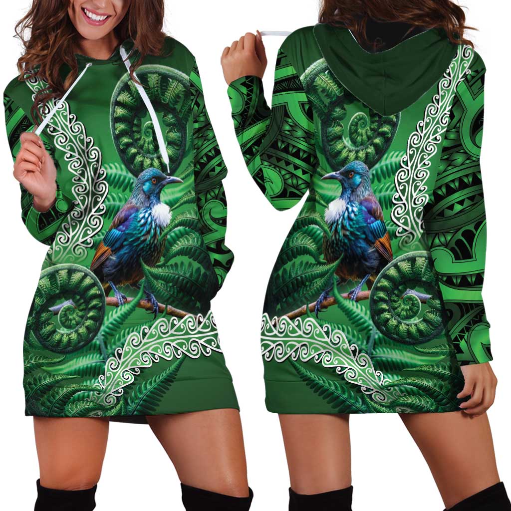 Tui Bird Koru Silver Fern Aotearoa Hoodie Dress