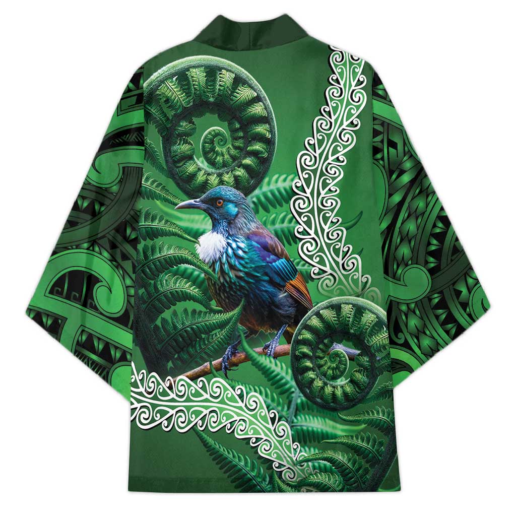 Tui Bird Koru Silver Fern Aotearoa Kimono LT9 - Polynesian Pride