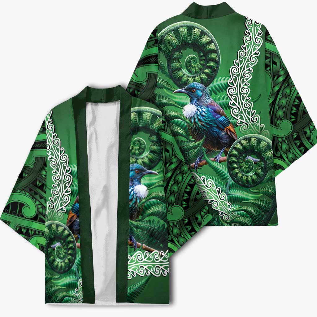 Tui Bird Koru Silver Fern Aotearoa Kimono LT9 - Polynesian Pride
