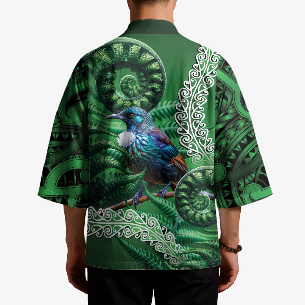 Tui Bird Koru Silver Fern Aotearoa Kimono LT9 - Polynesian Pride