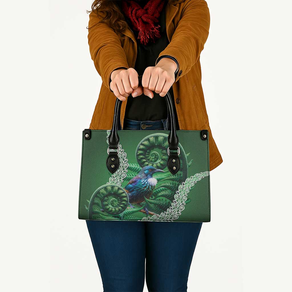 Tui Bird Koru Silver Fern Aotearoa Leather Bag LT9 - Polynesian Pride