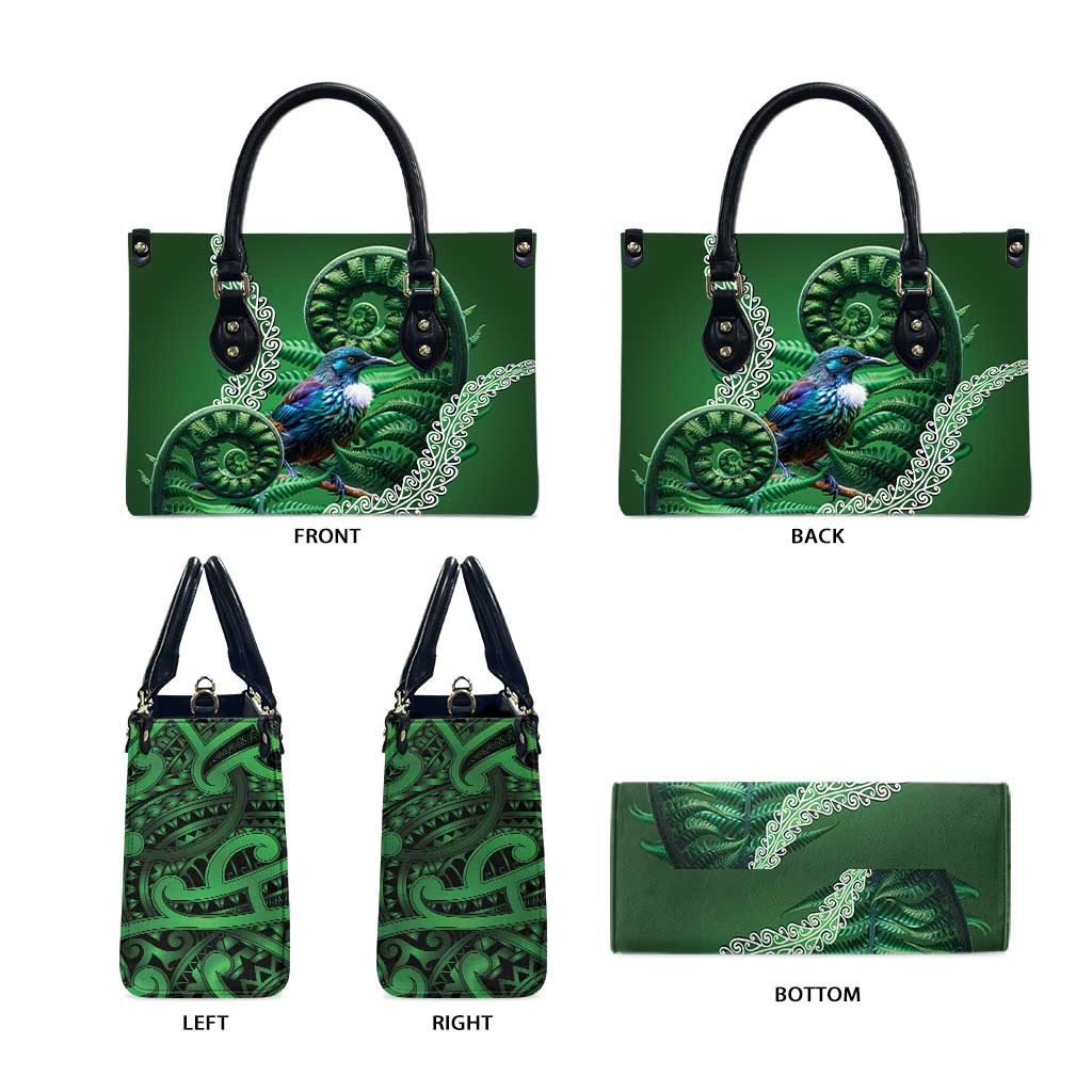 Tui Bird Koru Silver Fern Aotearoa Leather Bag LT9 - Polynesian Pride