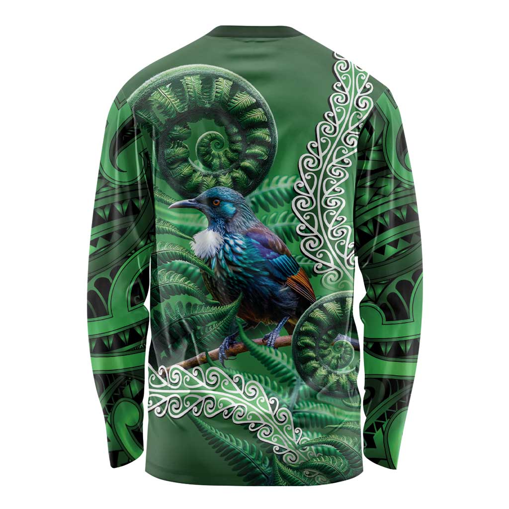 Tui Bird Koru Silver Fern Aotearoa Long Sleeve Shirt LT9 - Polynesian Pride