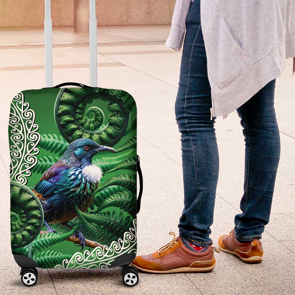 Tui Bird Koru Silver Fern Aotearoa Luggage Cover LT9 Green - Polynesian Pride