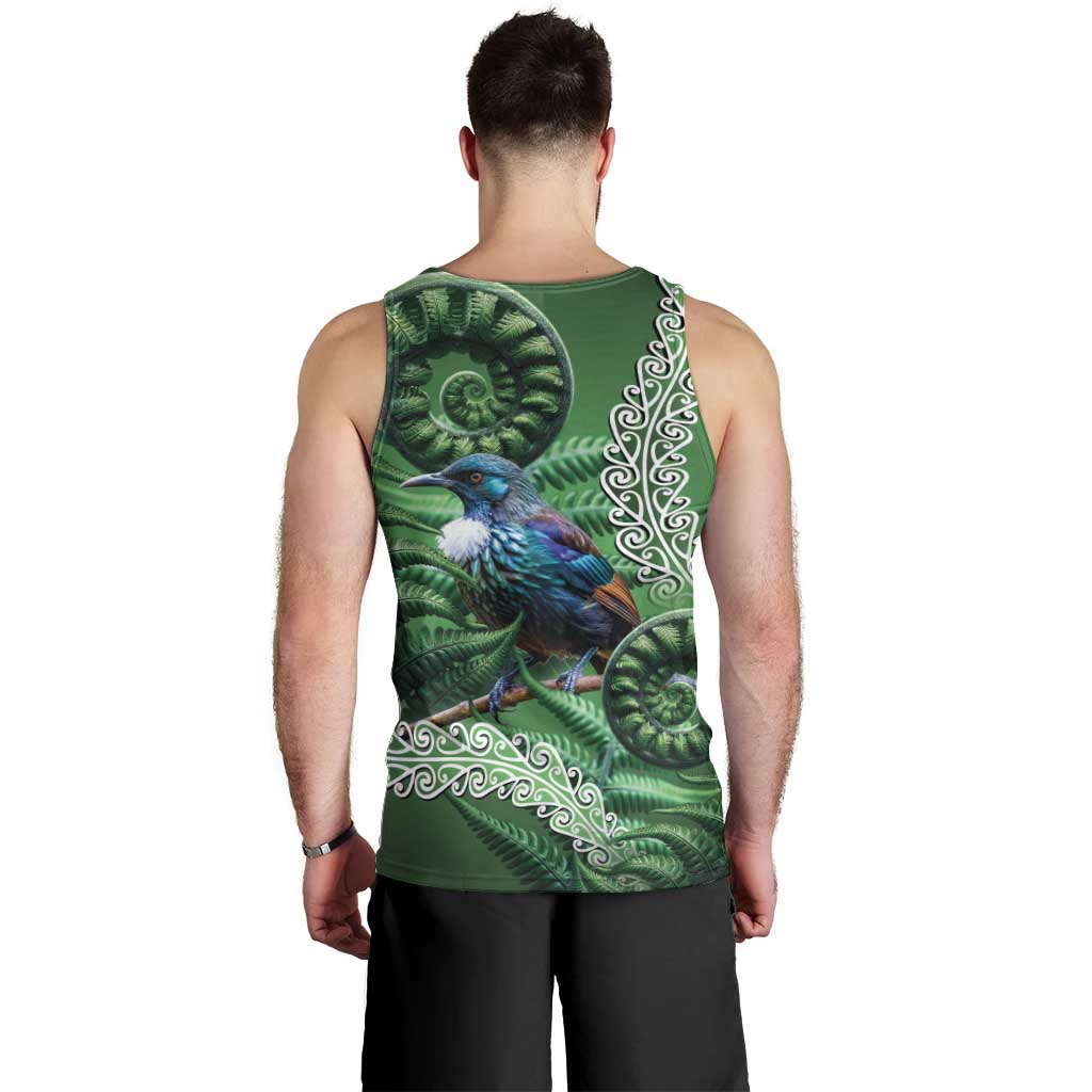 Tui Bird Koru Silver Fern Aotearoa Men Tank Top LT9 - Polynesian Pride