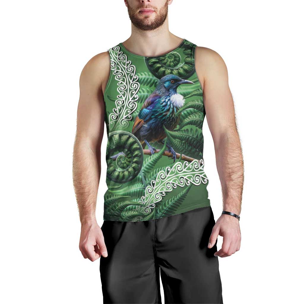 Tui Bird Koru Silver Fern Aotearoa Men Tank Top LT9 - Polynesian Pride