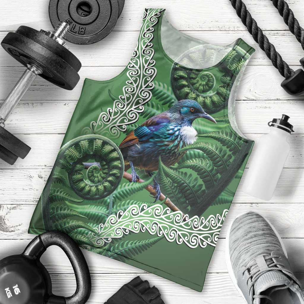 Tui Bird Koru Silver Fern Aotearoa Men Tank Top LT9 - Polynesian Pride