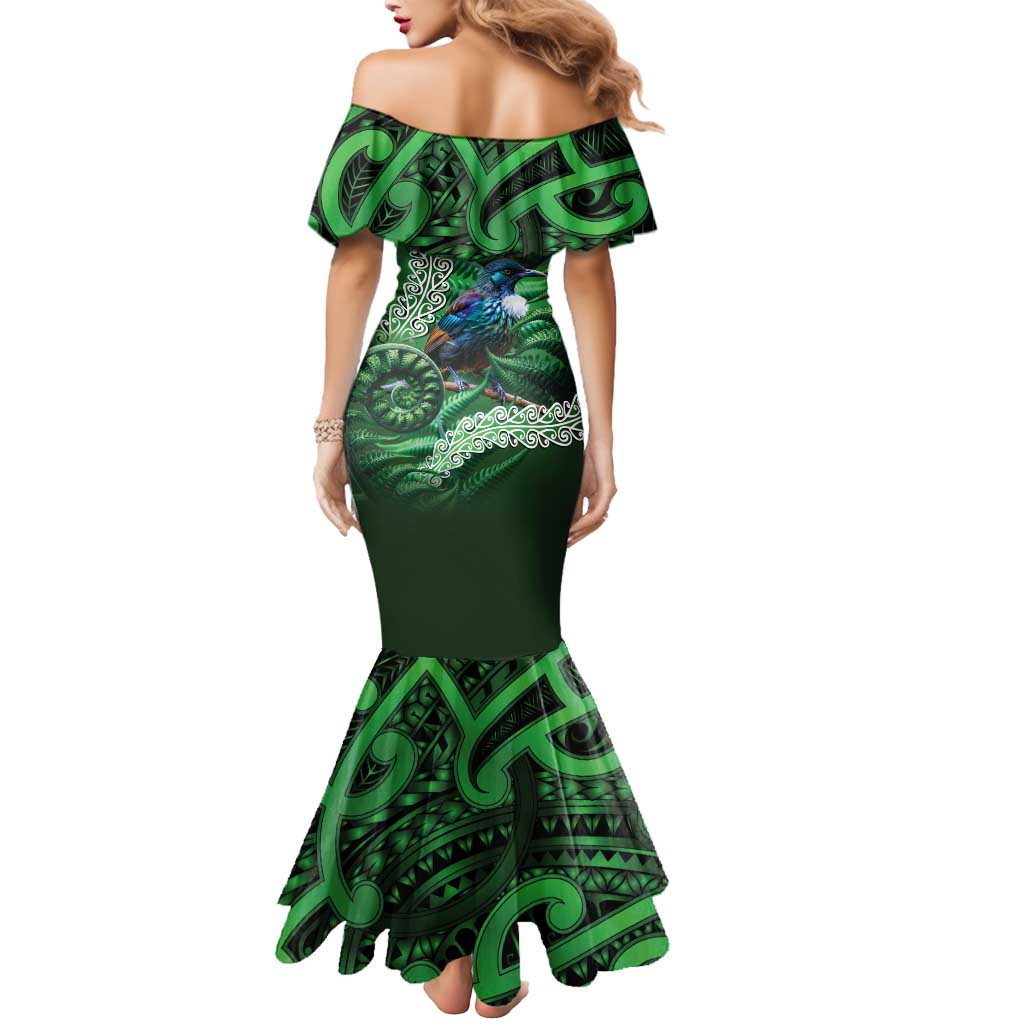 Tui Bird Koru Silver Fern Aotearoa Mermaid Dress LT9 - Polynesian Pride