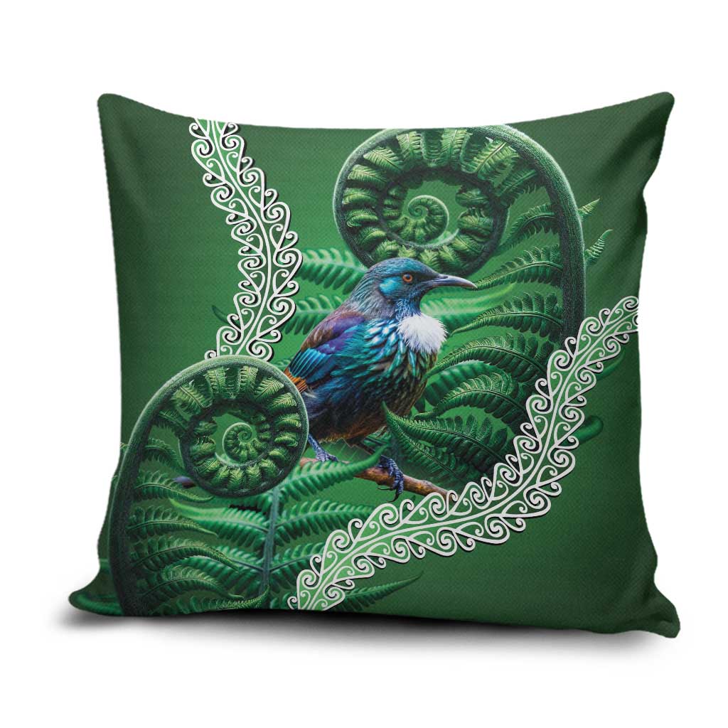 Tui Bird Koru Silver Fern Aotearoa Pillow Cover LT9 Green - Polynesian Pride