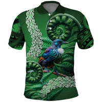 Tui Bird Koru Silver Fern Aotearoa Polo Shirt LT9 Green - Polynesian Pride
