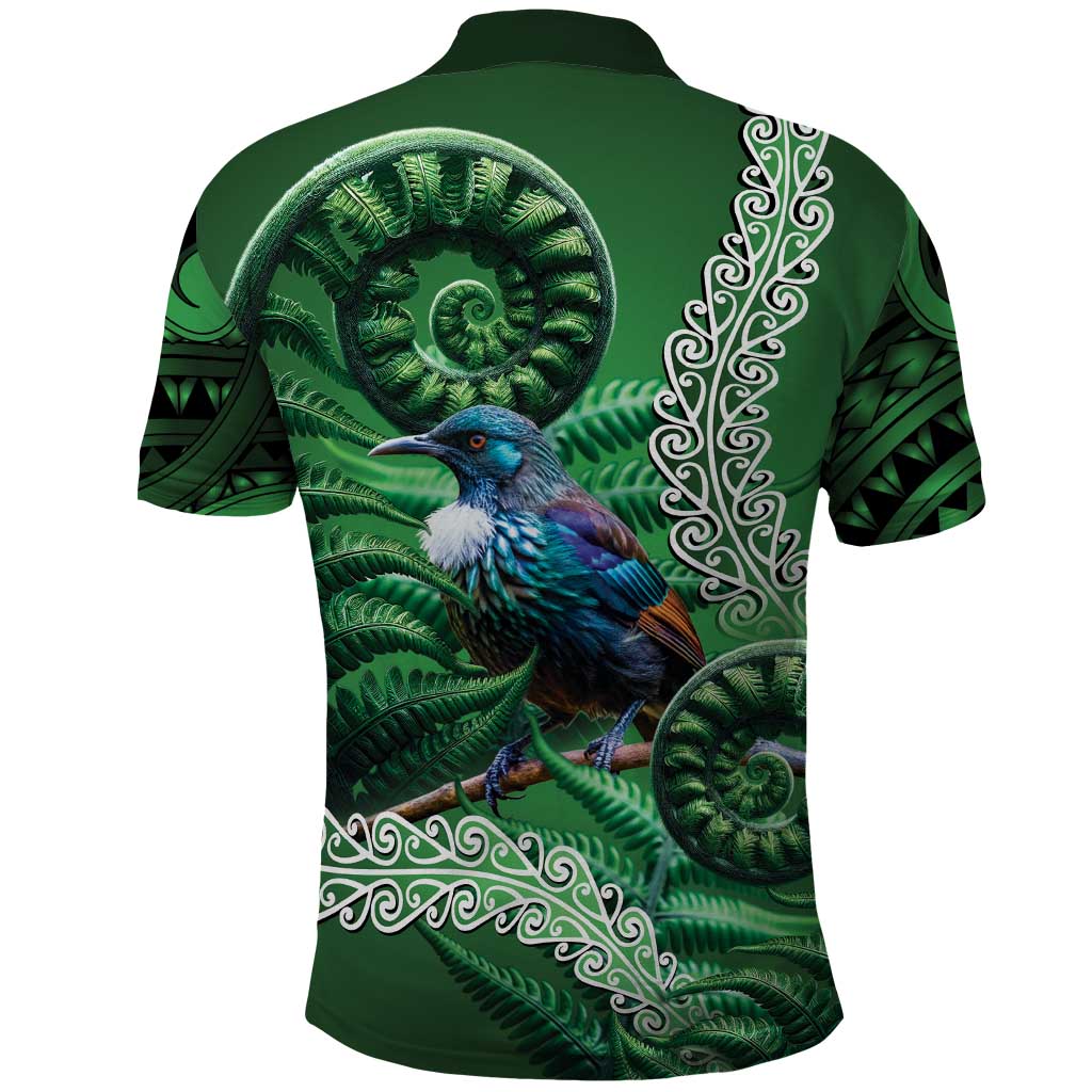 Tui Bird Koru Silver Fern Aotearoa Polo Shirt LT9 - Polynesian Pride