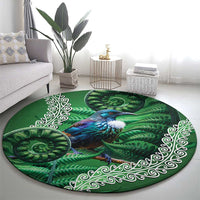 Tui Bird Koru Silver Fern Aotearoa Round Carpet LT9 - Polynesian Pride