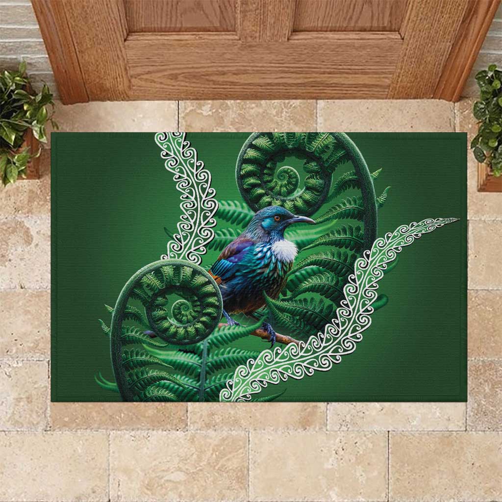 Tui Bird Koru Silver Fern Aotearoa Rubber Doormat