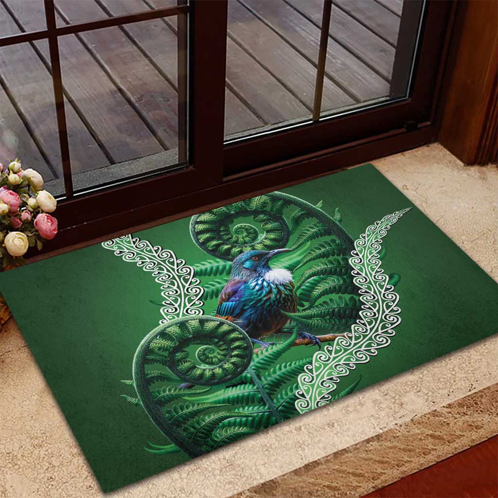 Tui Bird Koru Silver Fern Aotearoa Rubber Doormat