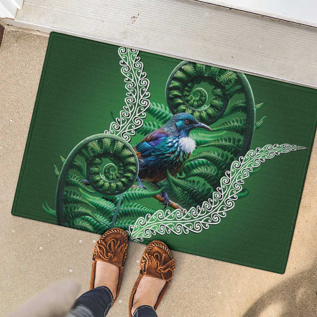 Tui Bird Koru Silver Fern Aotearoa Rubber Doormat