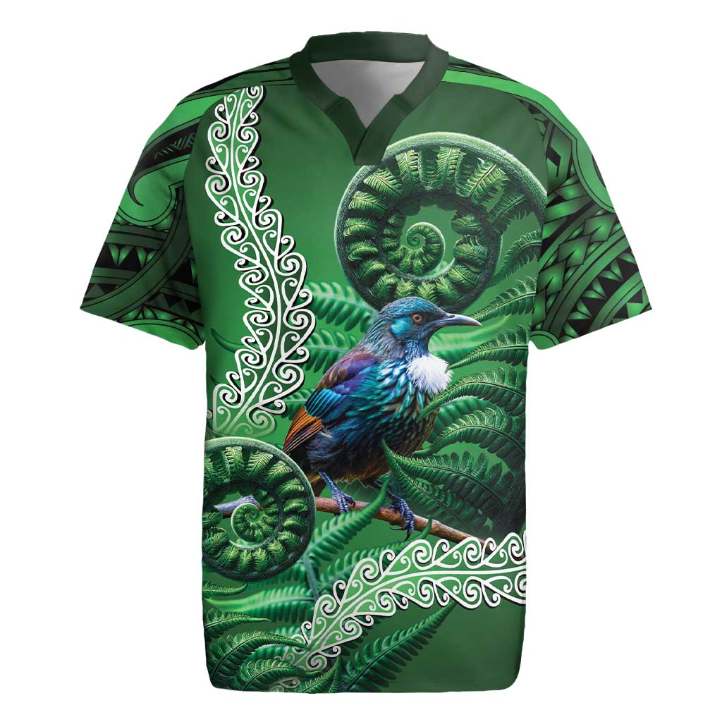 Tui Bird Koru Silver Fern Aotearoa Rugby Jersey LT9 Green - Polynesian Pride