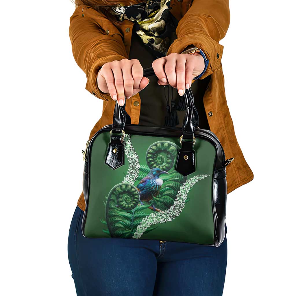 Tui Bird Koru Silver Fern Aotearoa Shoulder Handbag LT9 One Size Green - Polynesian Pride