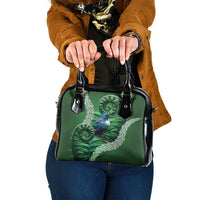 Tui Bird Koru Silver Fern Aotearoa Shoulder Handbag LT9 One Size Green - Polynesian Pride