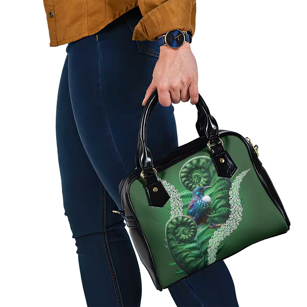 Tui Bird Koru Silver Fern Aotearoa Shoulder Handbag LT9 - Polynesian Pride