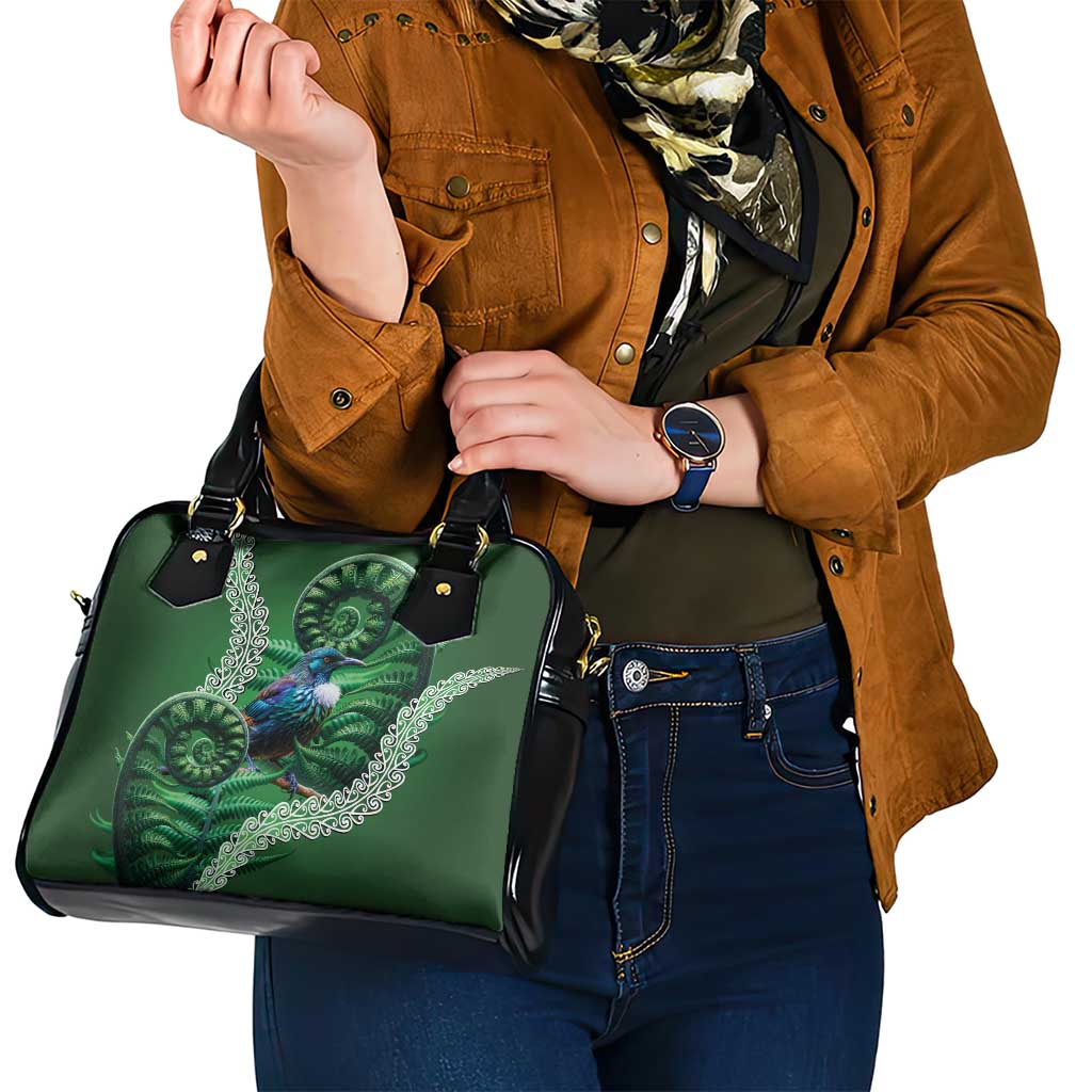 Tui Bird Koru Silver Fern Aotearoa Shoulder Handbag LT9 - Polynesian Pride