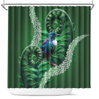 Tui Bird Koru Silver Fern Aotearoa Shower Curtain LT9 Green - Polynesian Pride