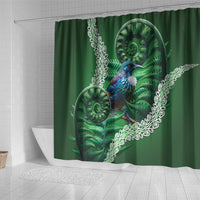 Tui Bird Koru Silver Fern Aotearoa Shower Curtain LT9 - Polynesian Pride