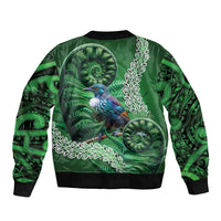 Tui Bird Koru Silver Fern Aotearoa Sleeve Zip Bomber Jacket
