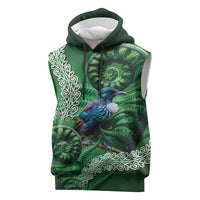 Tui Bird Koru Silver Fern Aotearoa Sleeveless Hoodie LT9 Green - Polynesian Pride