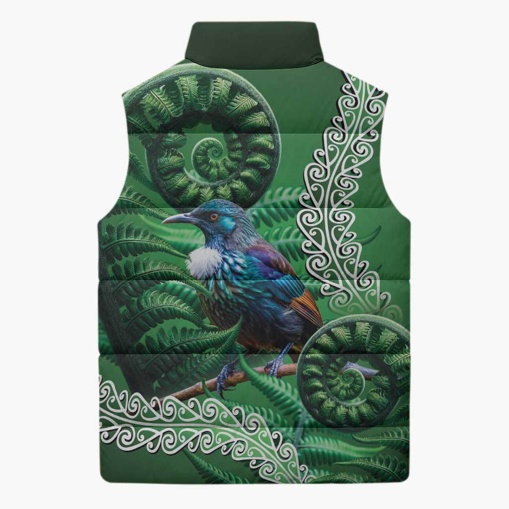 Tui Bird Koru Silver Fern Aotearoa Sleeveless Puffer Jacket LT9 - Polynesian Pride