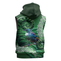 Tui Bird Koru Silver Fern Aotearoa Sleeveless Zip Hoodie LT9 - Polynesian Pride