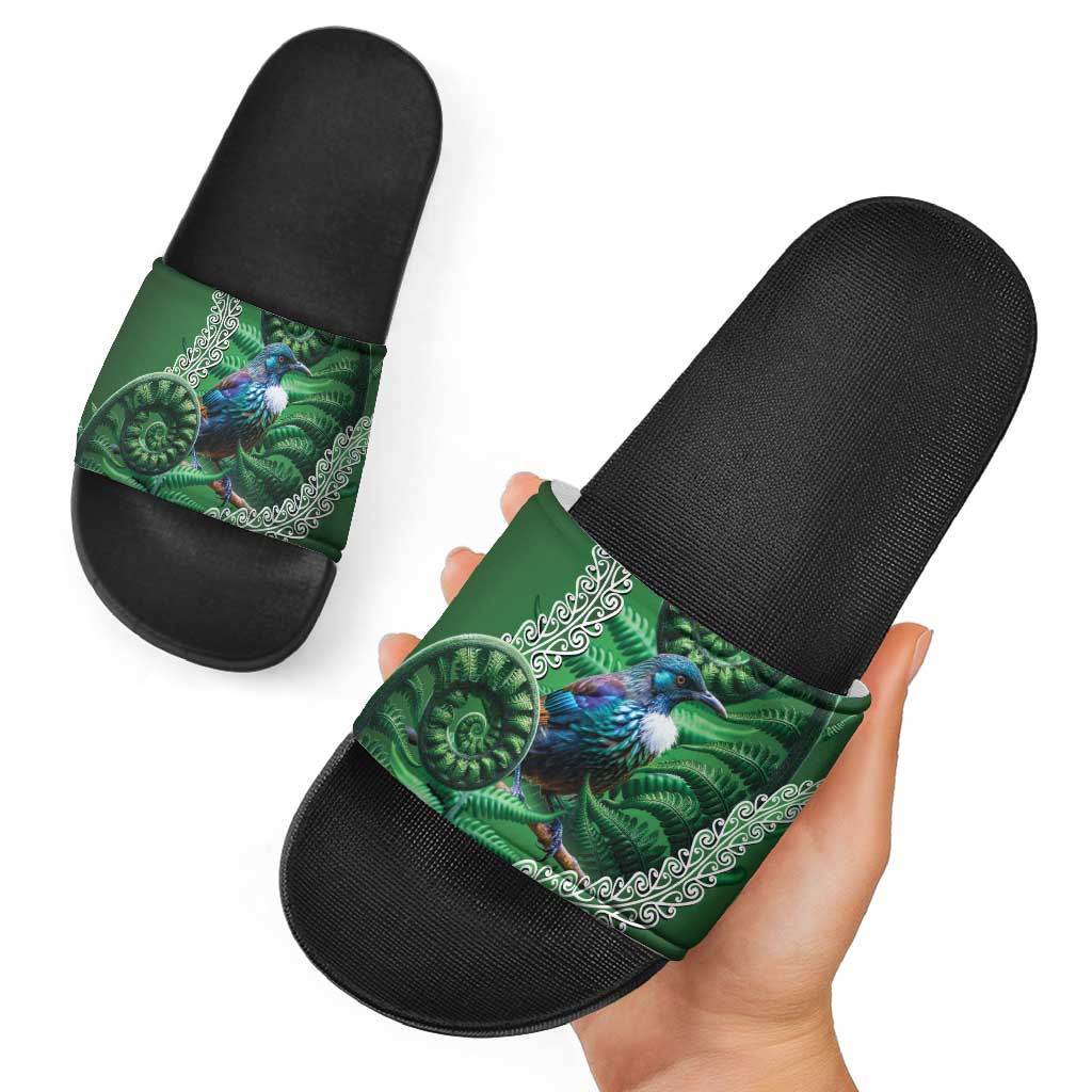 Tui Bird Koru Silver Fern Aotearoa Slide Sandals LT9 - Polynesian Pride