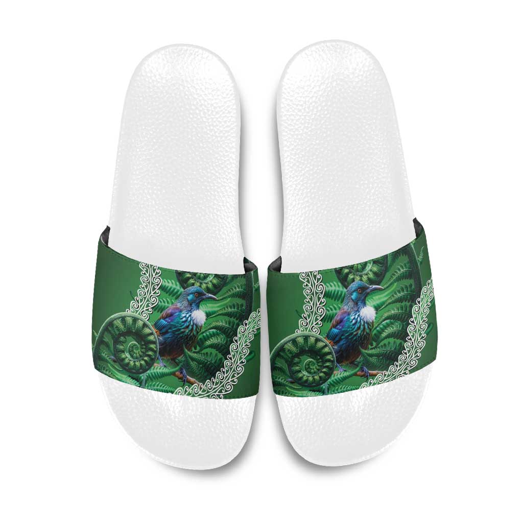 Tui Bird Koru Silver Fern Aotearoa Slide Sandals LT9 Green - Polynesian Pride