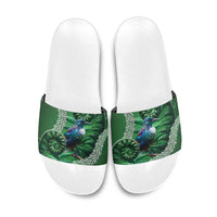 Tui Bird Koru Silver Fern Aotearoa Slide Sandals LT9 Green - Polynesian Pride