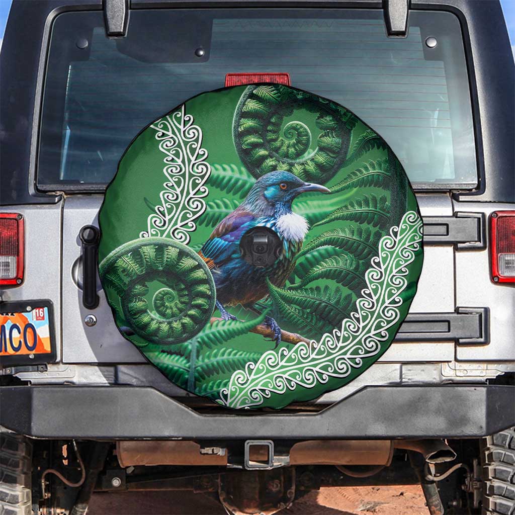 Tui Bird Koru Silver Fern Aotearoa Spare Tire Cover LT9 Green - Polynesian Pride