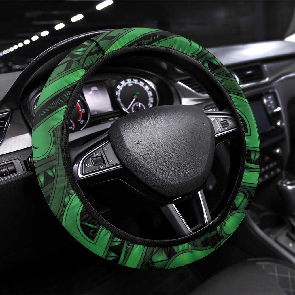 Tui Bird Koru Silver Fern Aotearoa Steering Wheel Cover LT9 Universal Fit Green - Polynesian Pride