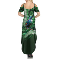 Tui Bird Koru Silver Fern Aotearoa Summer Maxi Dress LT9 - Polynesian Pride