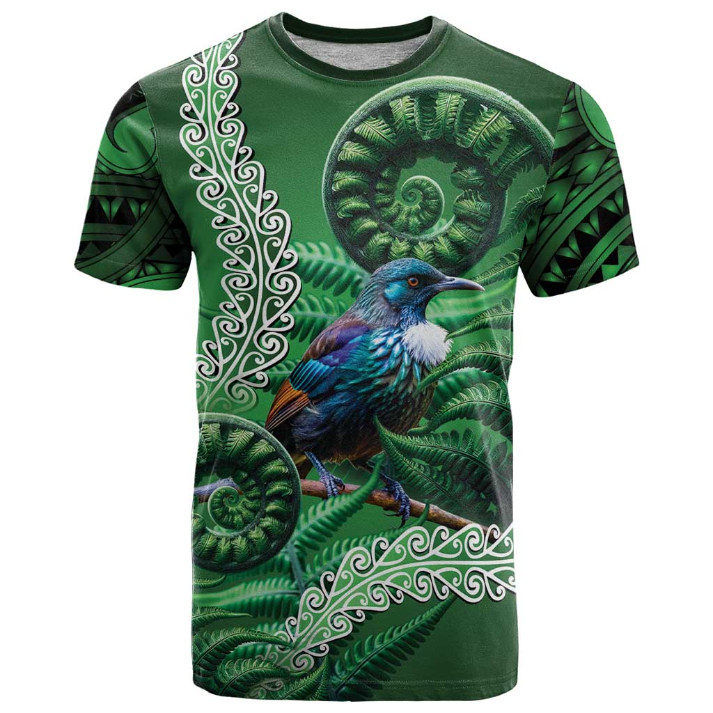 Tui Bird Koru Silver Fern Aotearoa T Shirt
