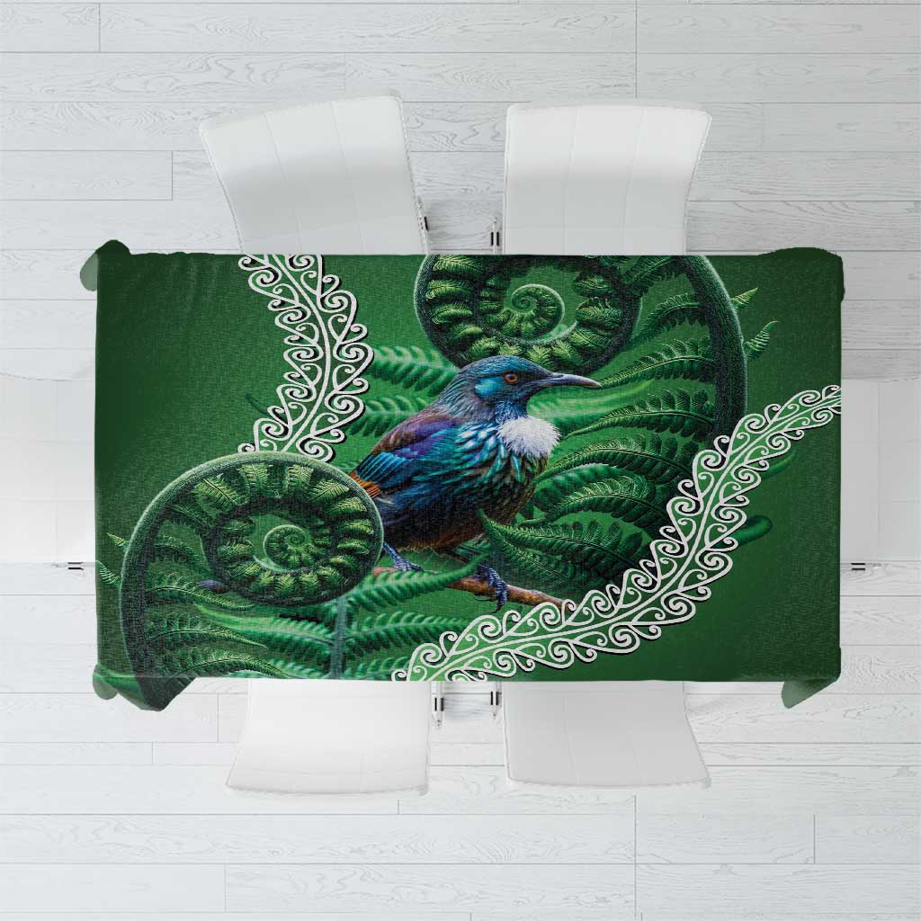 Tui Bird Koru Silver Fern Aotearoa Tablecloth LT9 Green - Polynesian Pride