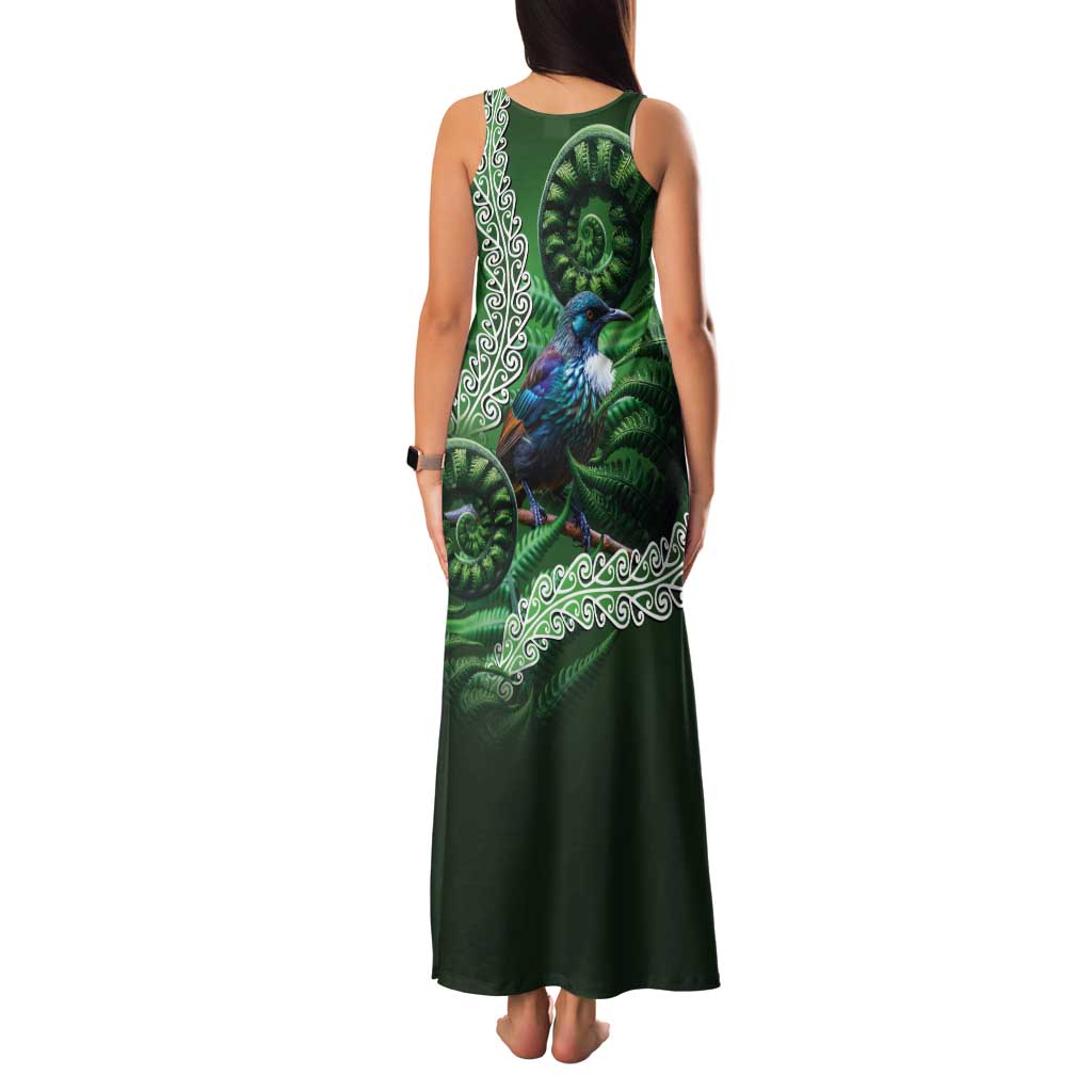 Tui Bird Koru Silver Fern Aotearoa Tank Maxi Dress LT9 - Polynesian Pride