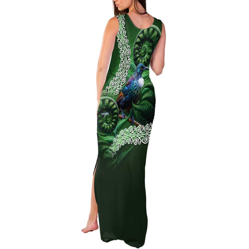 Tui Bird Koru Silver Fern Aotearoa Tank Maxi Dress LT9 - Polynesian Pride