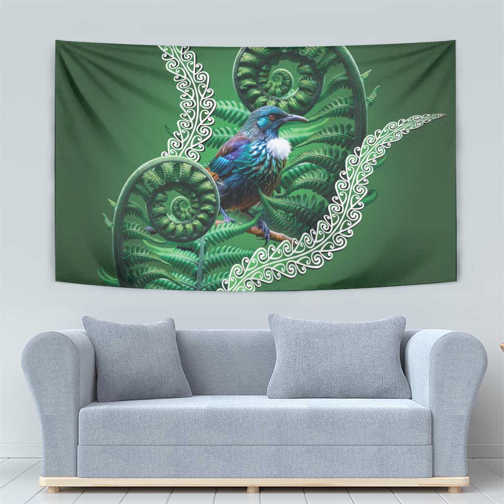 Tui Bird Koru Silver Fern Aotearoa Tapestry LT9 - Polynesian Pride