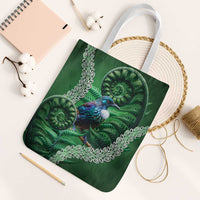 Tui Bird Koru Silver Fern Aotearoa Tote Bag LT9 White Strap One Size Green - Polynesian Pride
