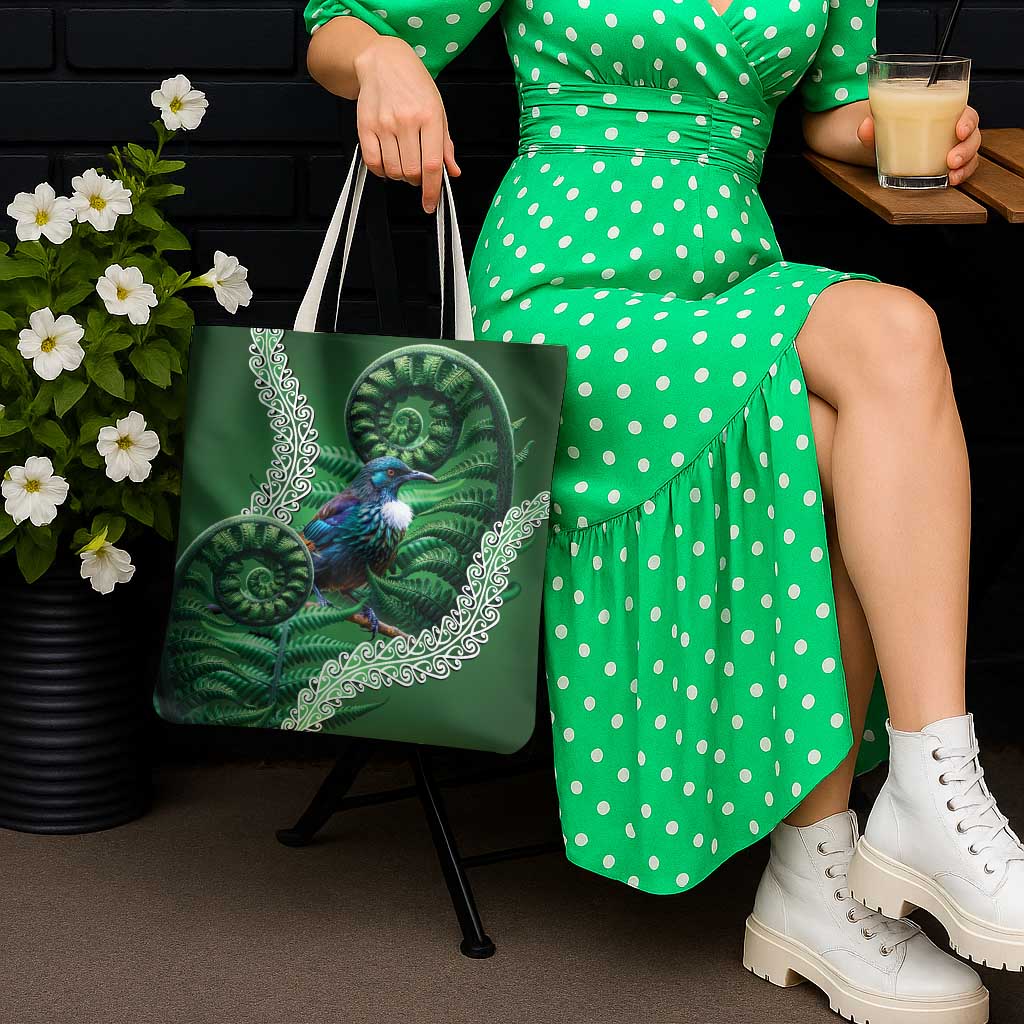 Tui Bird Koru Silver Fern Aotearoa Tote Bag LT9 - Polynesian Pride