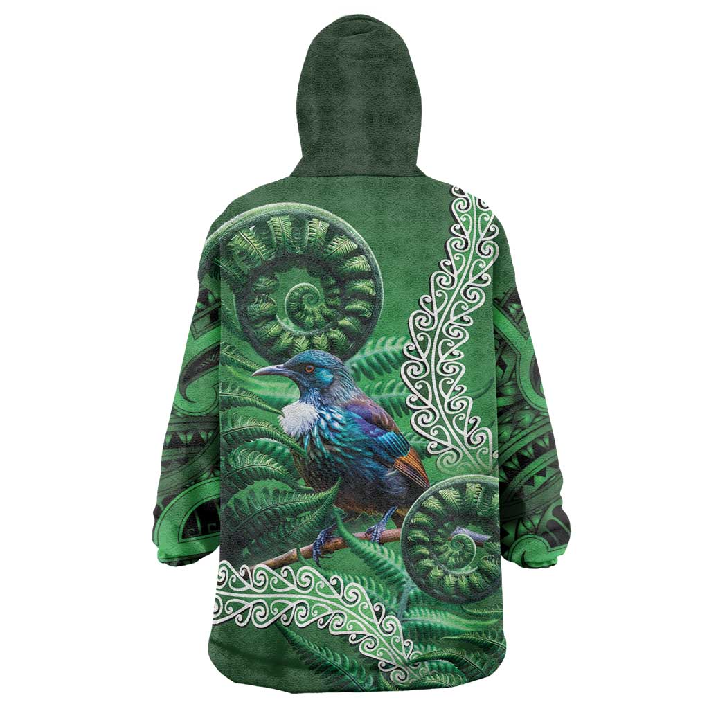 Tui Bird Koru Silver Fern Aotearoa Wearable Blanket Hoodie LT9 - Polynesian Pride
