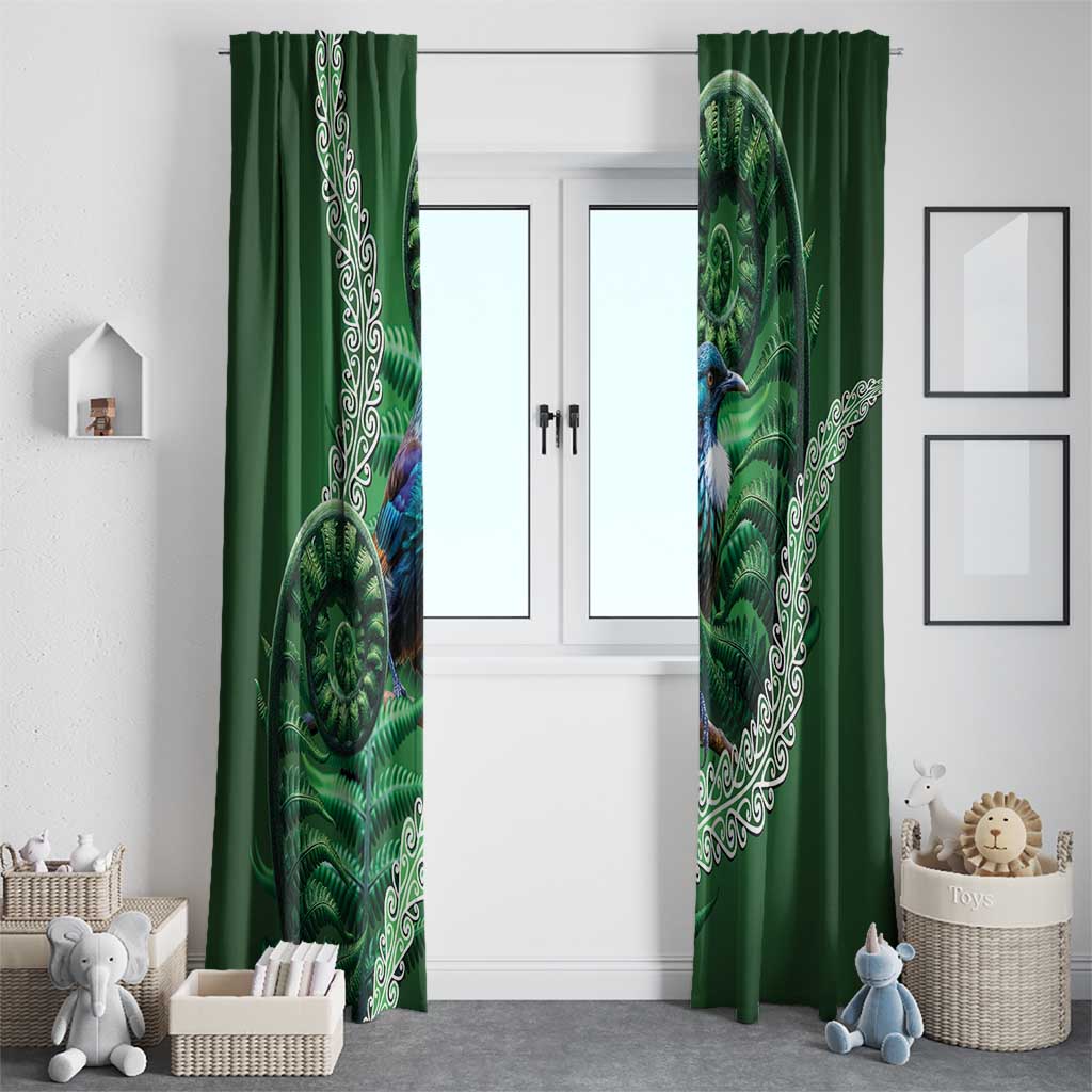 Tui Bird Koru Silver Fern Aotearoa Window Curtain LT9 - Polynesian Pride