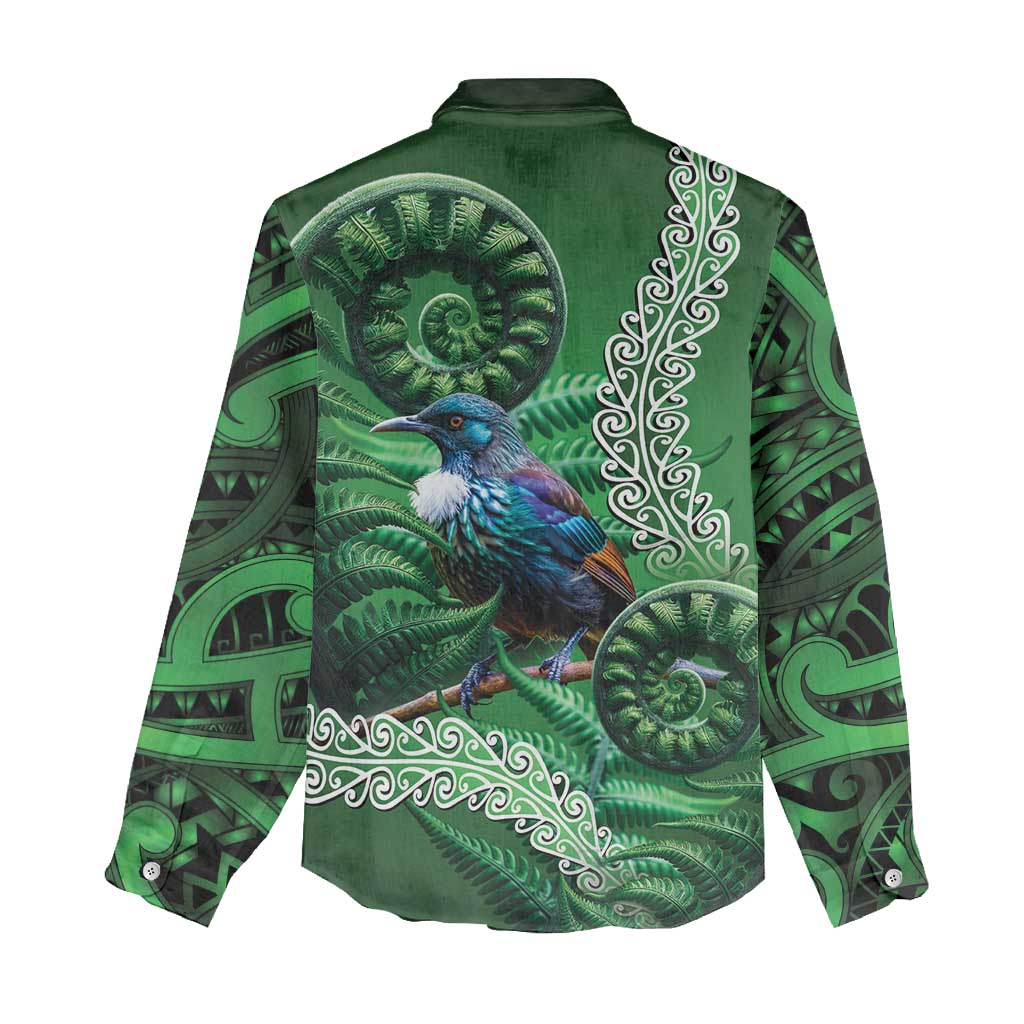 Tui Bird Koru Silver Fern Aotearoa Women Casual Shirt LT9 - Polynesian Pride