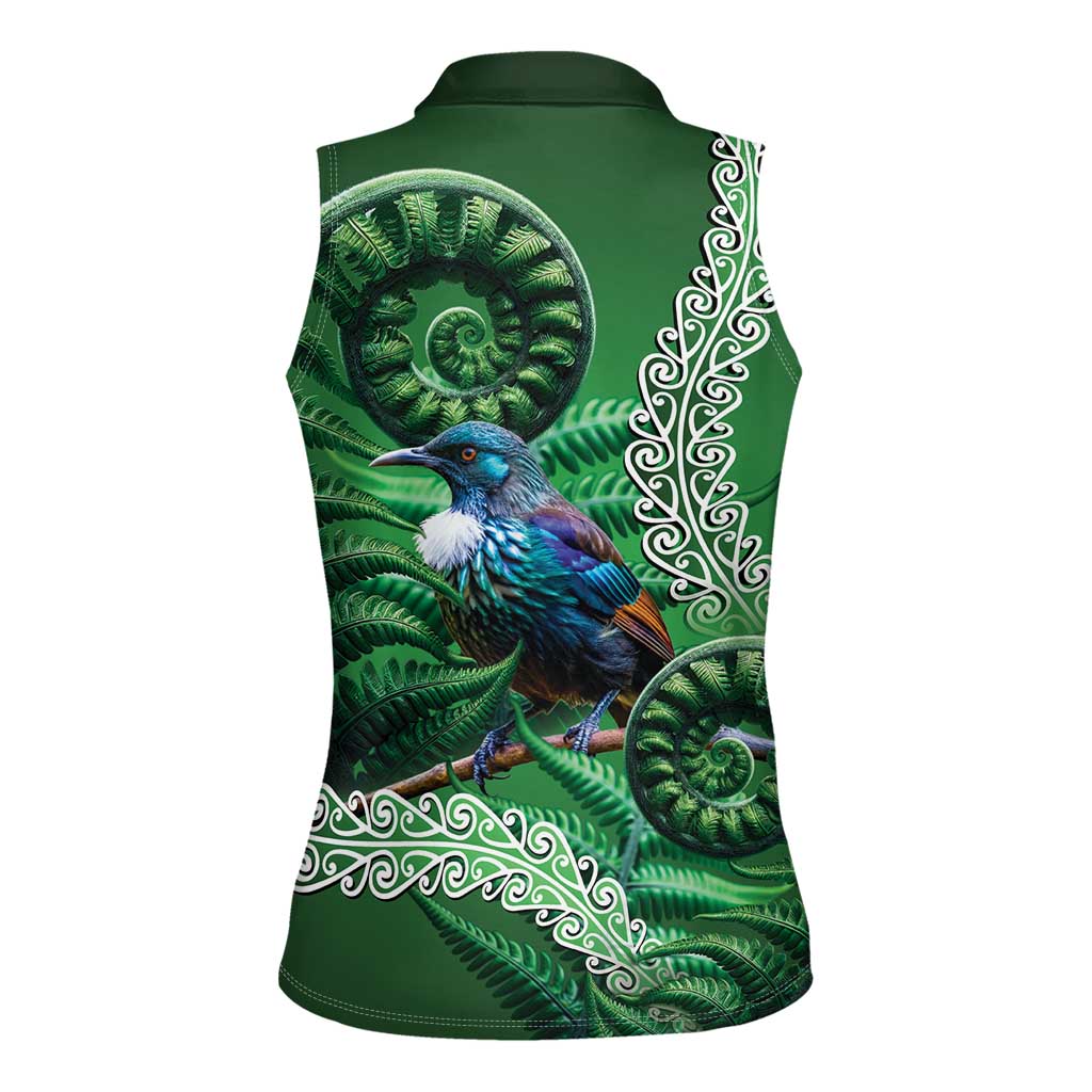 Tui Bird Koru Silver Fern Aotearoa Women Sleeveless Polo Shirt LT9 - Polynesian Pride