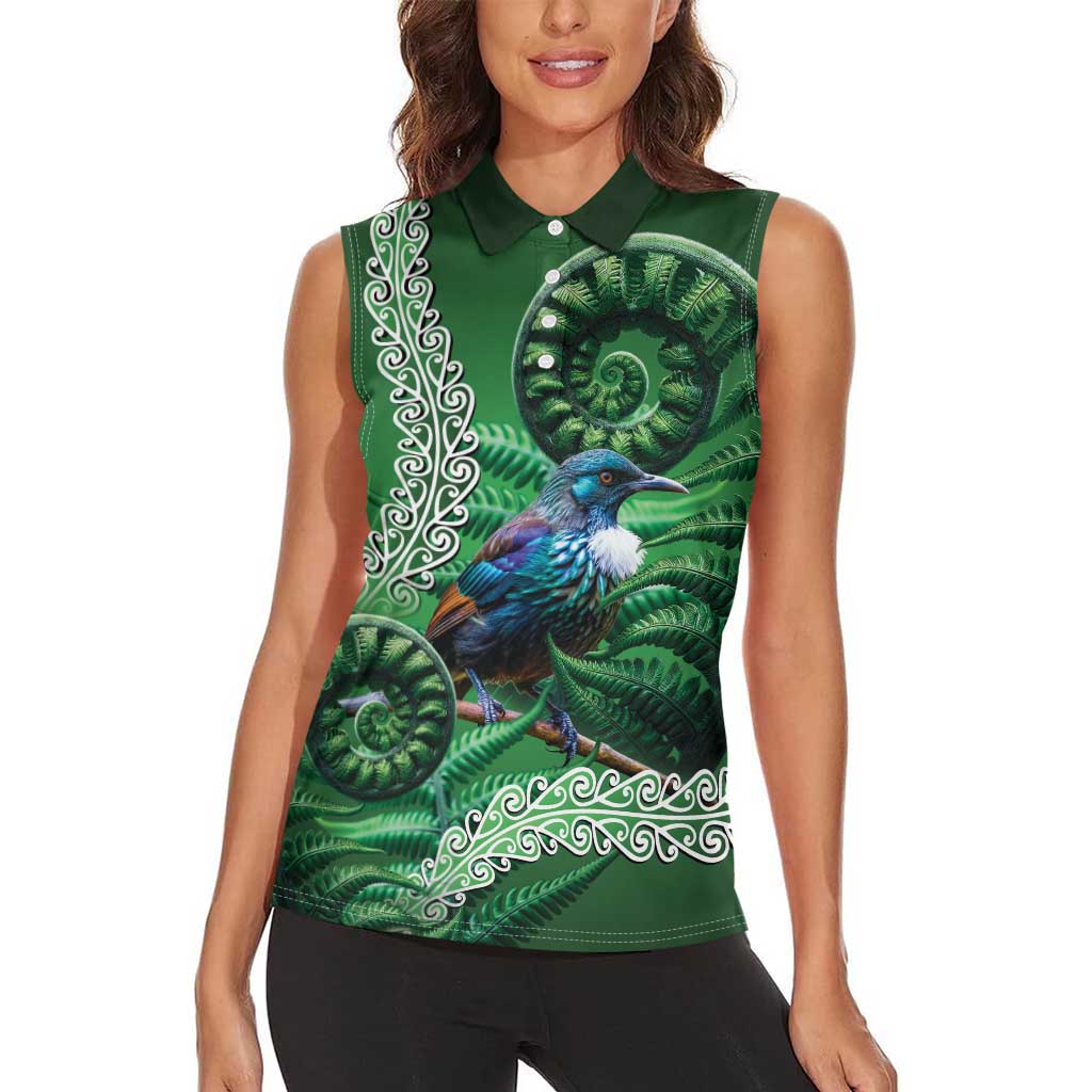 Tui Bird Koru Silver Fern Aotearoa Women Sleeveless Polo Shirt LT9 - Polynesian Pride