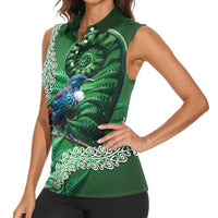 Tui Bird Koru Silver Fern Aotearoa Women Sleeveless Polo Shirt LT9 - Polynesian Pride