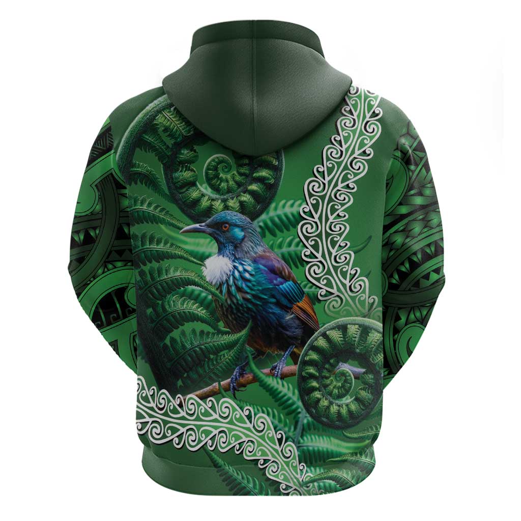 Tui Bird Koru Silver Fern Aotearoa Zip Hoodie LT9 - Polynesian Pride